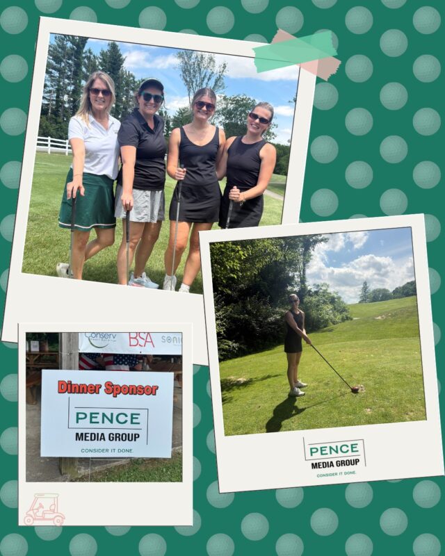 At Pence Media Group, we like to work hard, play hard and give back. 💚⛳ Last week, Megan, Sarah, Peyton + Ashley participated in the HancockHealth Golf Tournament, where PMG was proud to be the dinner sponsor.

While our team didn't walk away with any hole-in-ones, supporting great organizations and giving back to our community is always a win in our book.

#PMGGivesBack #ConsiderItDone